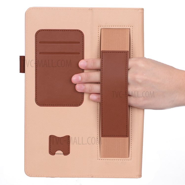 PU Leather Tablet Shell with Elastic Hand Strap for Lenovo Tab M10 TB-X605F - Brown-8