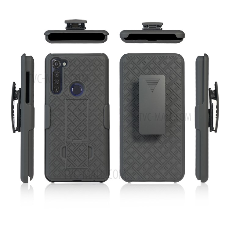 Woven Texture Swivel Belt Clip Holster PC + TPU Hybrid Cover for Motorola Moto G Stylus-2