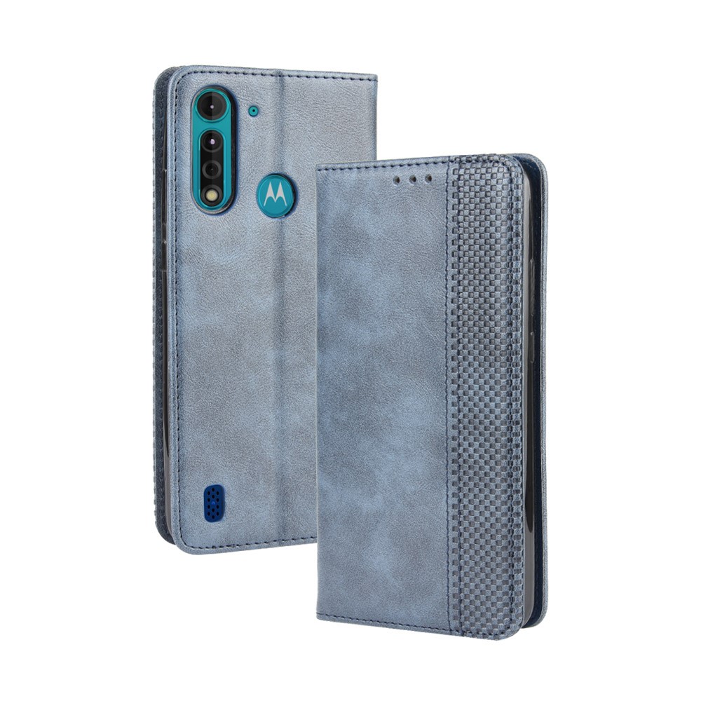 Retro Magnetic Leather Phone Cover for Motorola Moto G8 Power Lite - Blue-2