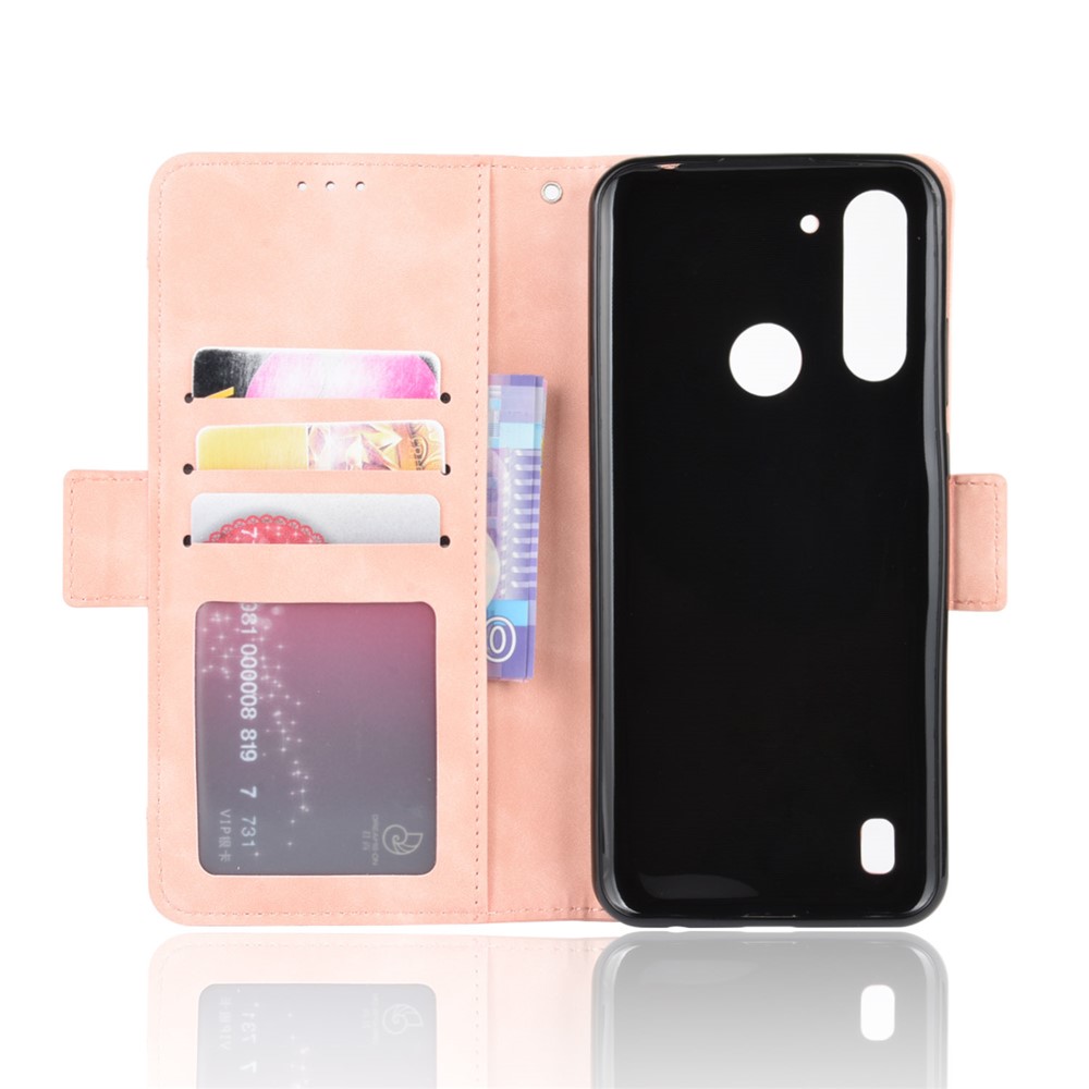 Multiple Card Slots PU Leather Shell for Motorola Moto G8 Power Lite - Pink-4