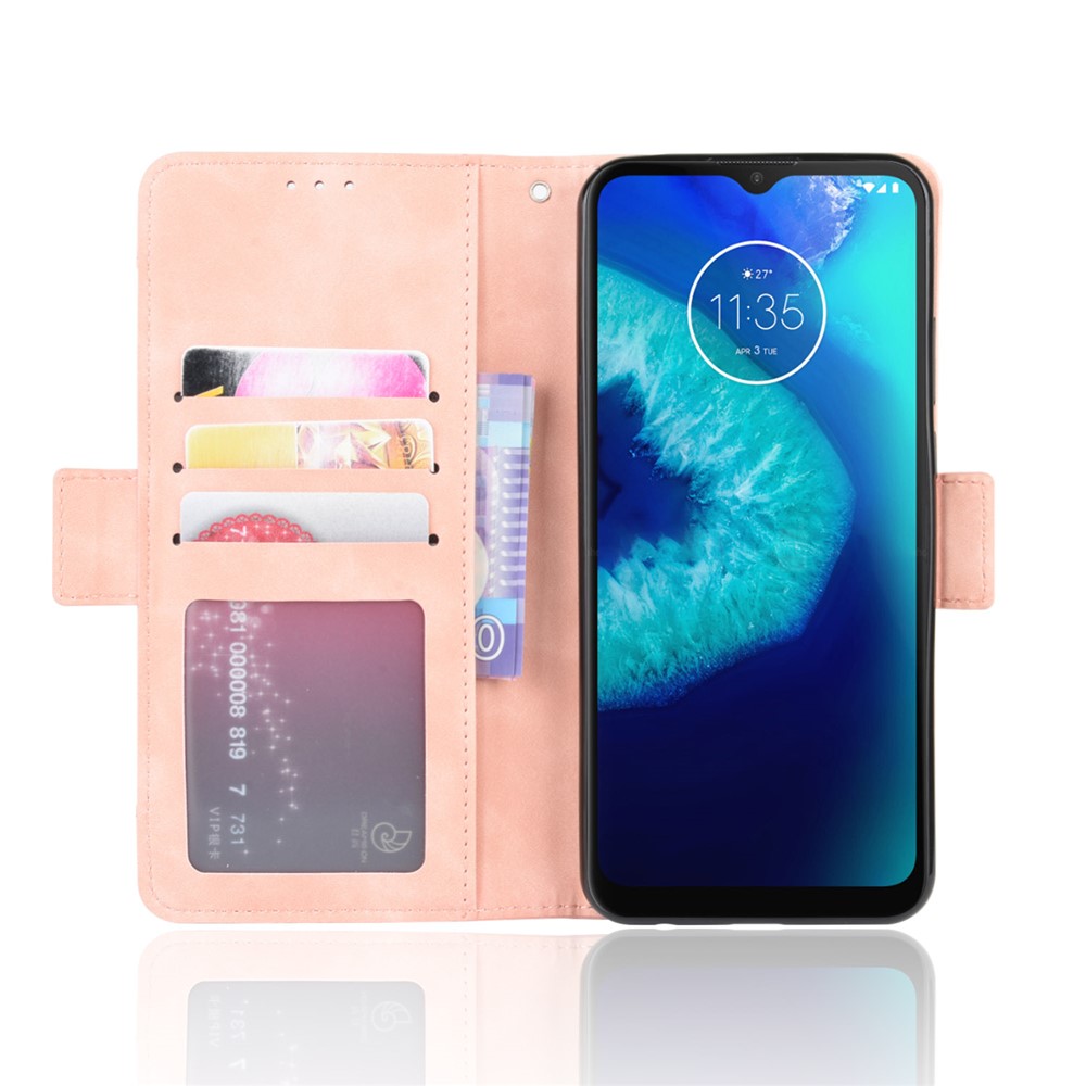 Multiple Card Slots PU Leather Shell for Motorola Moto G8 Power Lite - Pink-5