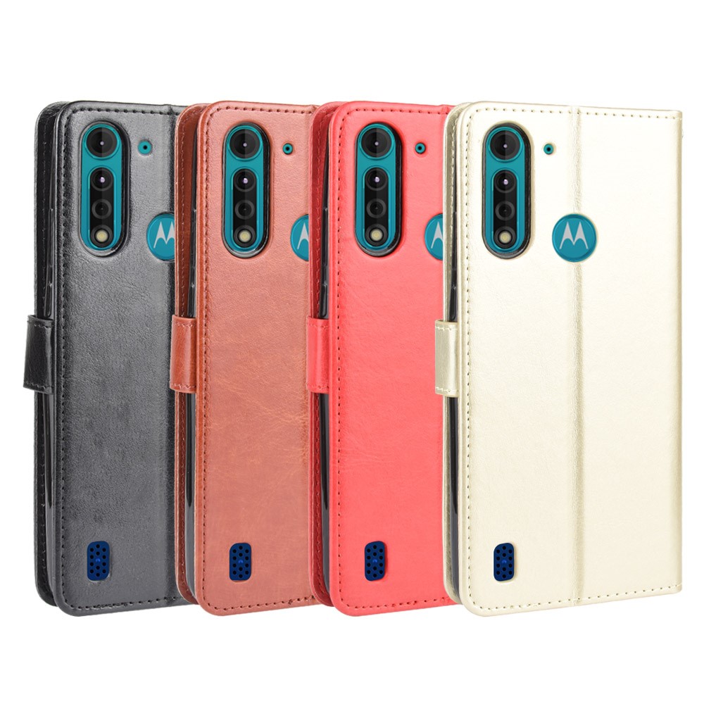 Crazy Horse Skin PU Leather Back Shell for Motorola Moto G8 Power Lite - Black-10