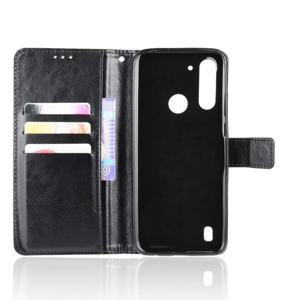 Crazy Horse Skin PU Leather Back Shell for Motorola Moto G8 Power Lite - Black-4