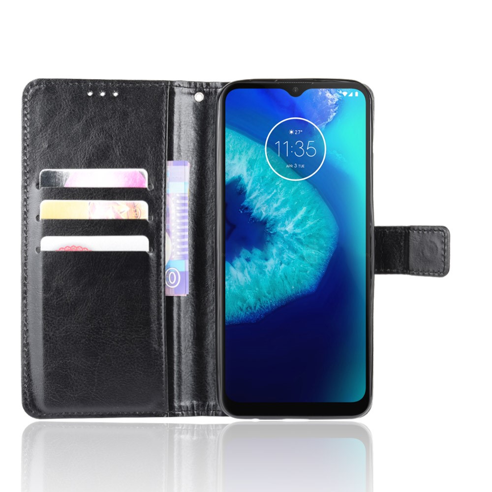 Crazy Horse Skin PU Leather Back Shell for Motorola Moto G8 Power Lite - Black-5