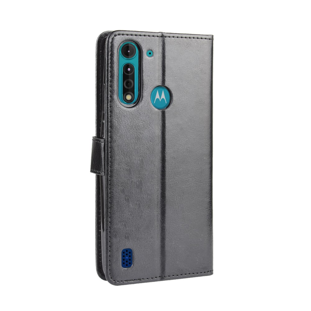 Crazy Horse Skin PU Leather Back Shell for Motorola Moto G8 Power Lite - Black-7