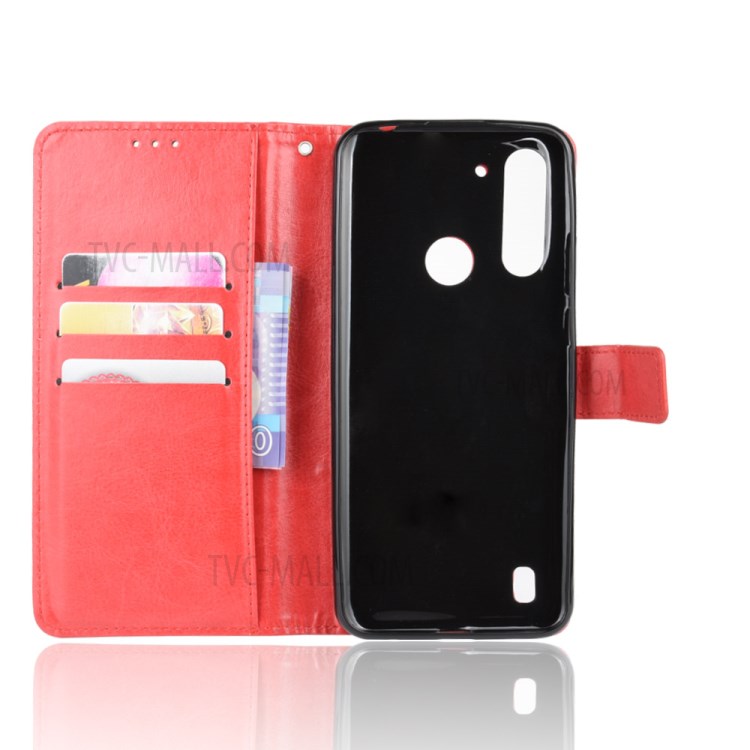 Crazy Horse Skin PU Leather Back Shell for Motorola Moto G8 Power Lite - Red-4
