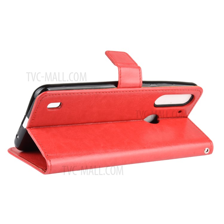Crazy Horse Skin PU Leather Back Shell for Motorola Moto G8 Power Lite - Red-6