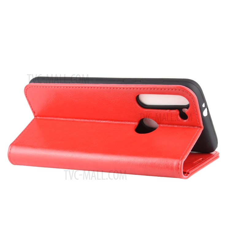 Crazy Horse Skin Leather Wallet Case for Motorola Moto G8 Power - Red-7