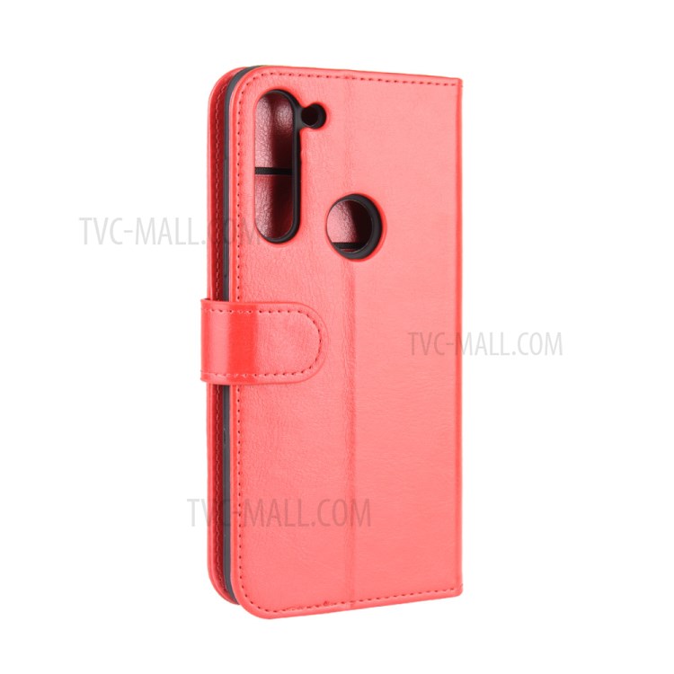 Crazy Horse Skin Leather Wallet Case for Motorola Moto G8 Power - Red-8
