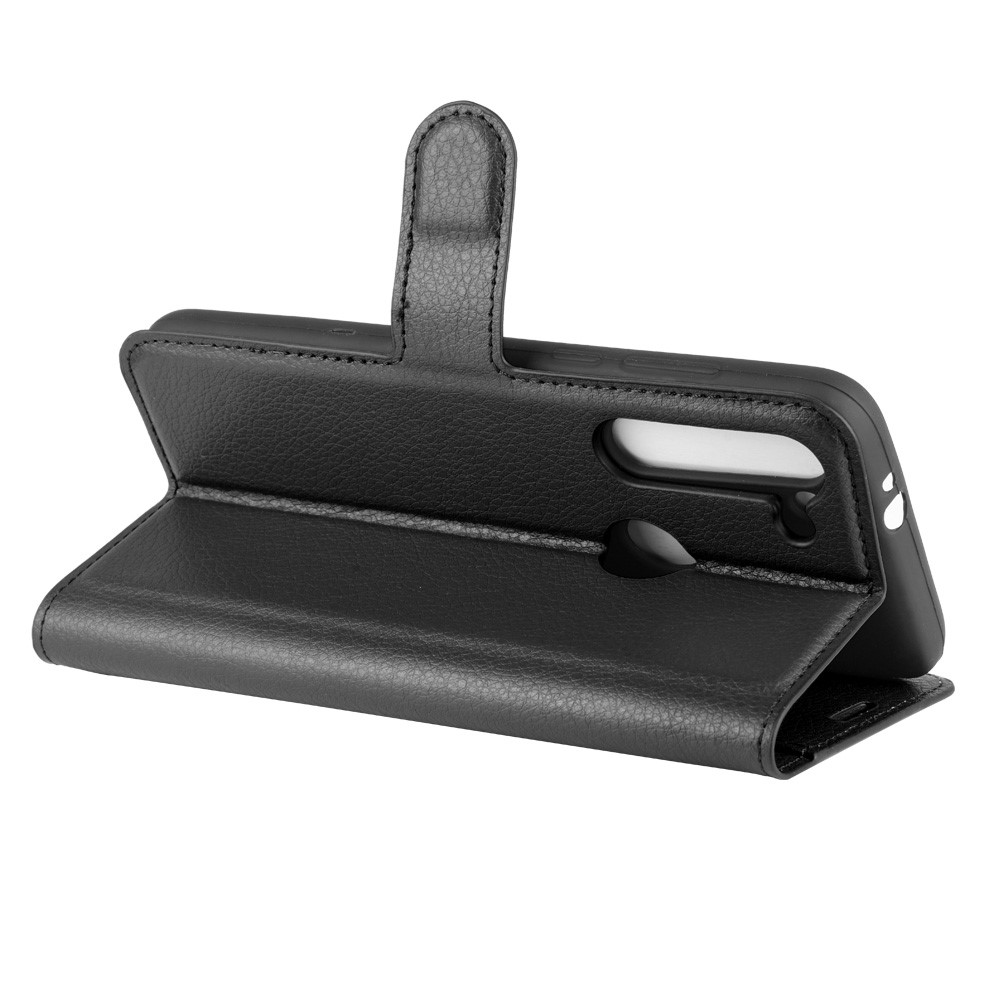 Piel Litchi Con Cubierta de Cuero de Billetera Para Motorola Moto G8 Power - Negro