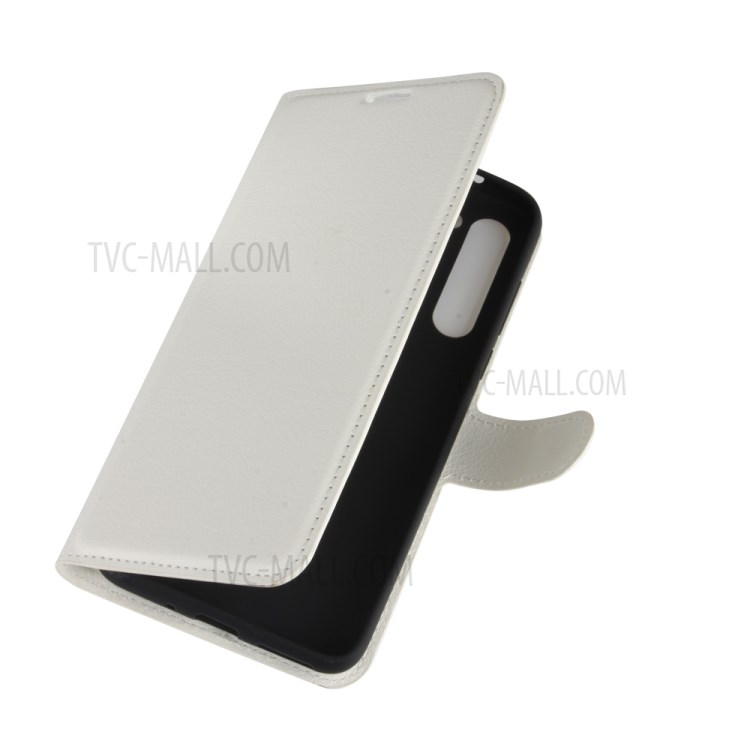 Litchi Skin with Wallet Leather Cover for Motorola Moto G8 Power - White-2