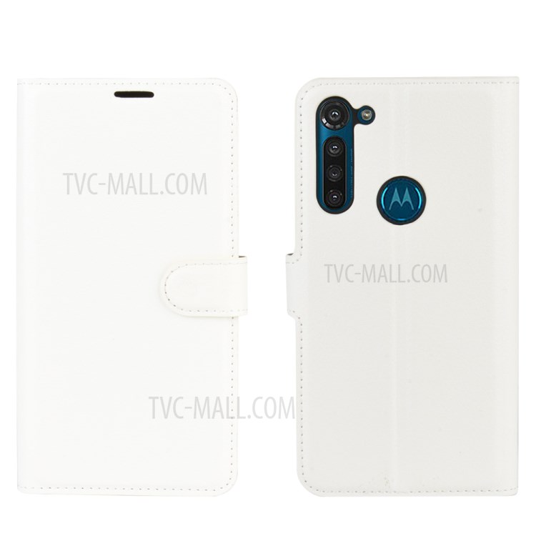 Litchi Skin with Wallet Leather Cover for Motorola Moto G8 Power - White-6
