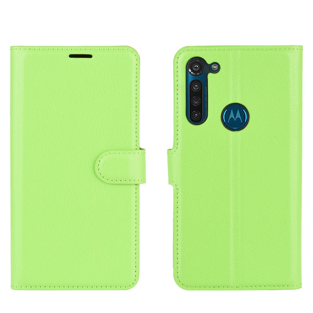 Litchi Skin with Wallet Leather Cover for Motorola Moto G8 Power - Green-6
