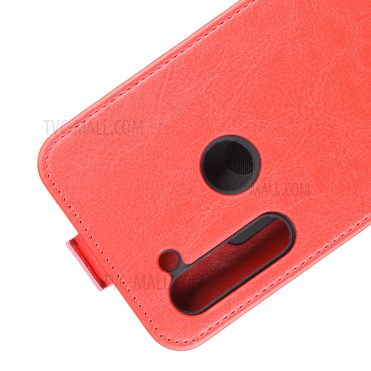 Vertical Flip Crazy Horse Leather with Card Holder Shell for Motorola Moto G8 Power - Red-3