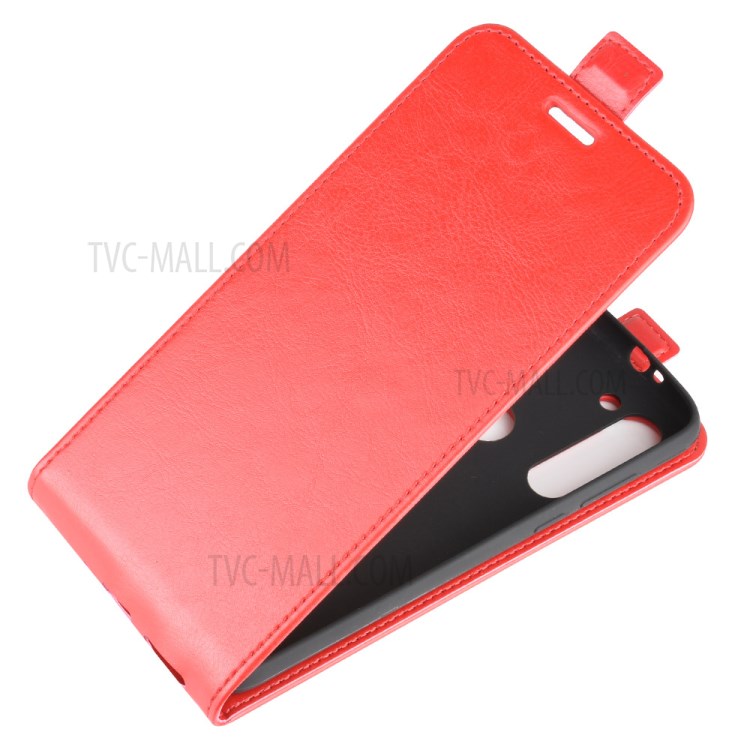 Vertical Flip Crazy Horse Leather with Card Holder Shell for Motorola Moto G8 Power - Red-4