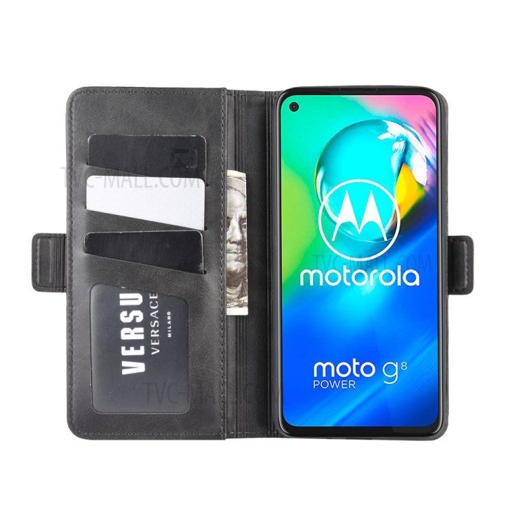 Magnetic PU Leather Stylish Flip Cover for Motorola Moto G8 Power - Black-5