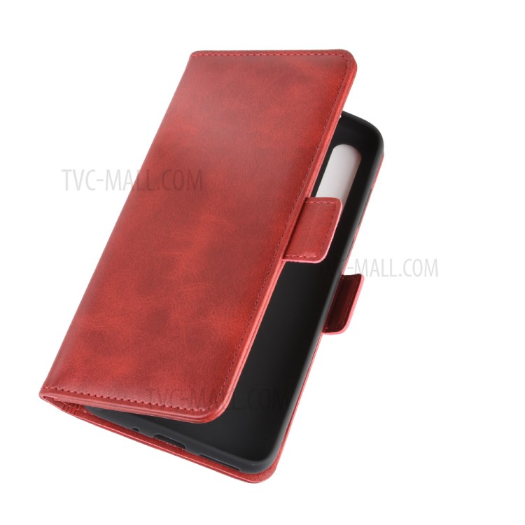 Magnetic PU Leather Stylish Flip Cover for Motorola Moto G8 Power - Red-3