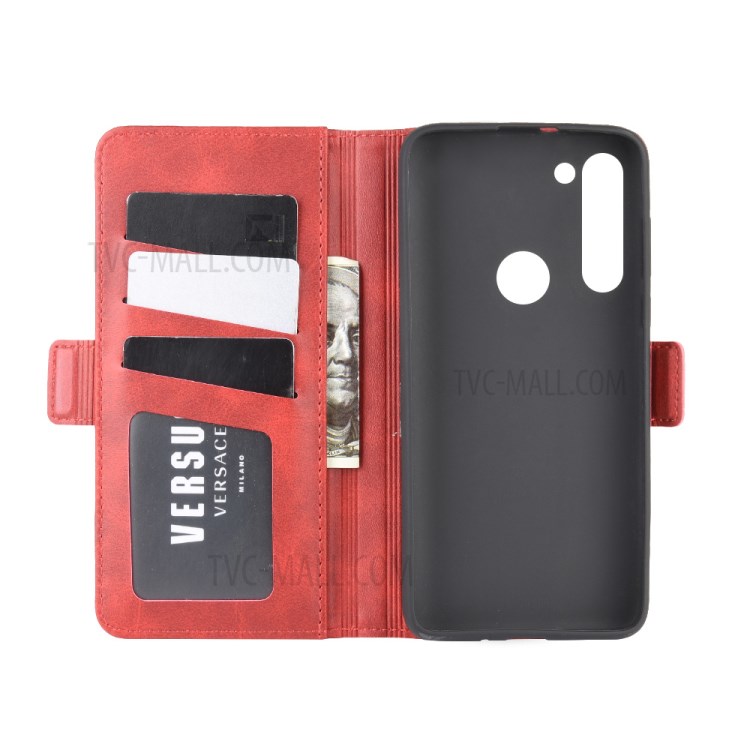 Magnetic PU Leather Stylish Flip Cover for Motorola Moto G8 Power - Red-4
