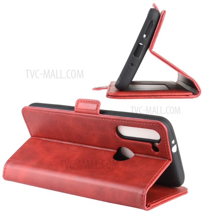 Magnetic PU Leather Stylish Flip Cover for Motorola Moto G8 Power - Red-6