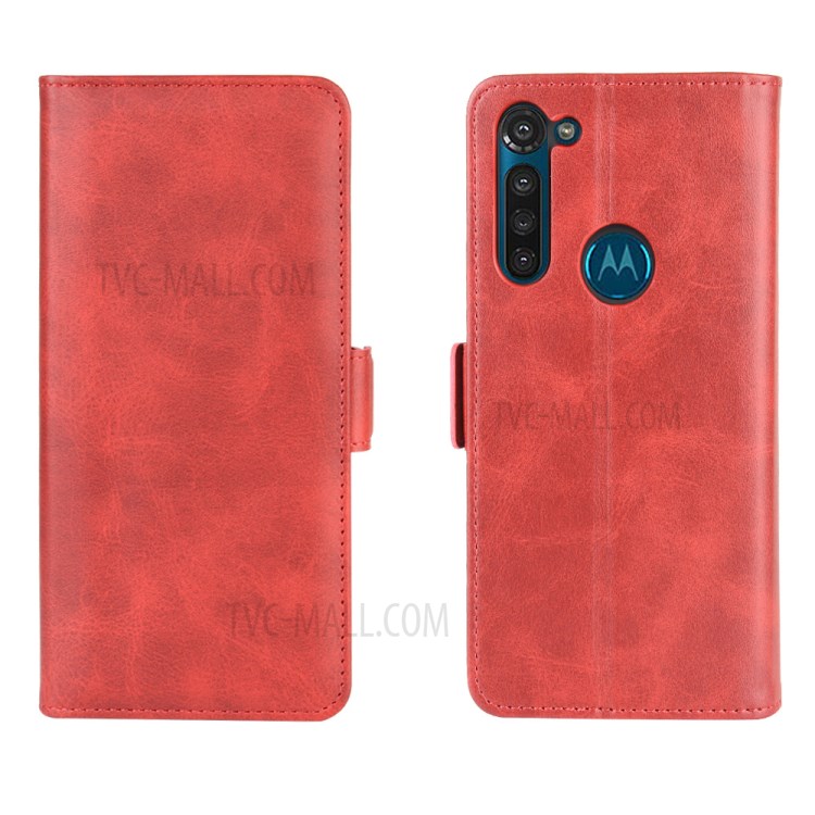 Magnetic PU Leather Stylish Flip Cover for Motorola Moto G8 Power - Red-7