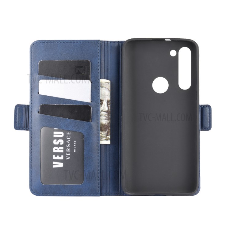 Magnetic PU Leather Stylish Flip Cover for Motorola Moto G8 Power - Blue-2