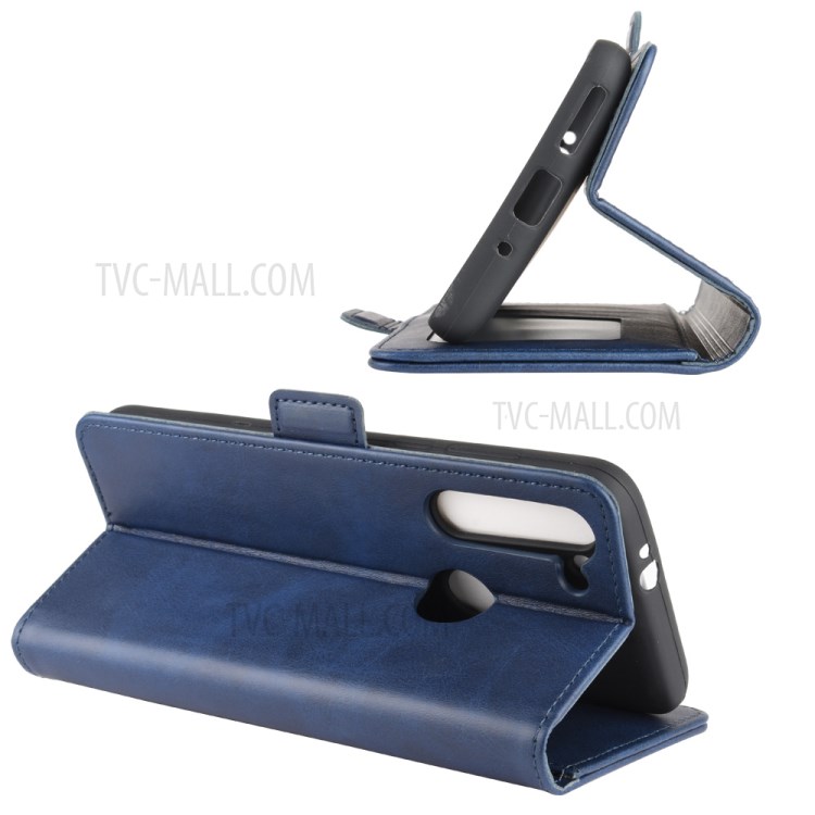 Magnetic PU Leather Stylish Flip Cover for Motorola Moto G8 Power - Blue-4