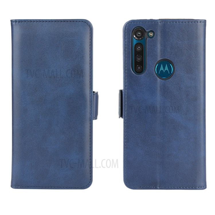 Magnetic PU Leather Stylish Flip Cover for Motorola Moto G8 Power - Blue-5