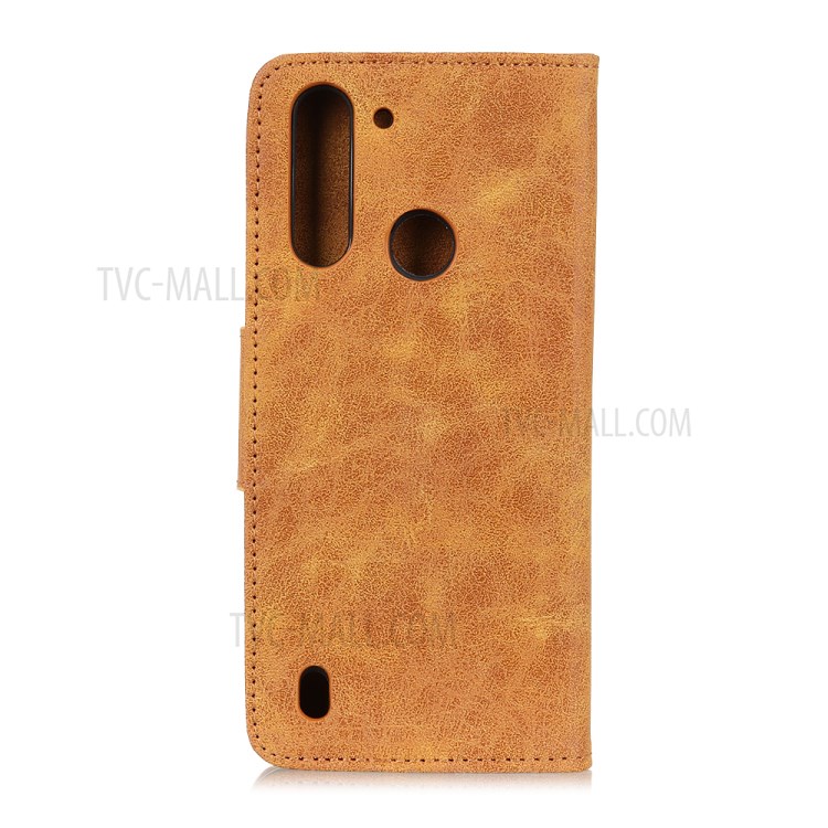 Vintage Style Leather Wallet Stand Mobile Phone Shell for Motorola Moto G8 Power Lite - Brown-2