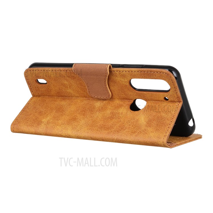 Vintage Style Leather Wallet Stand Mobile Phone Shell for Motorola Moto G8 Power Lite - Brown-3
