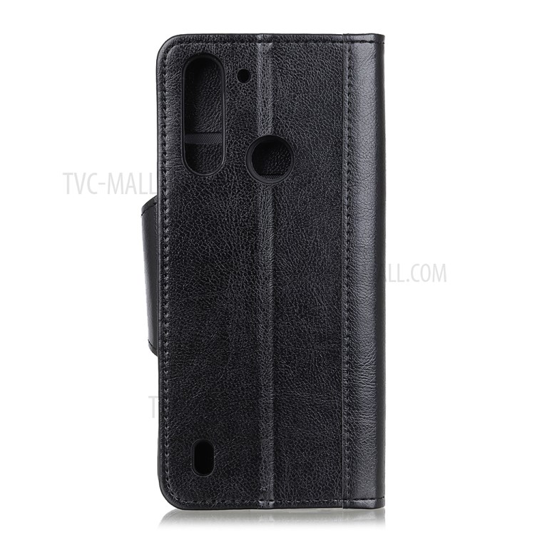 Protective Cover Leather Wallet Stand Mobile Phone Case for Motorola Moto G8 Power Lite - Black-2