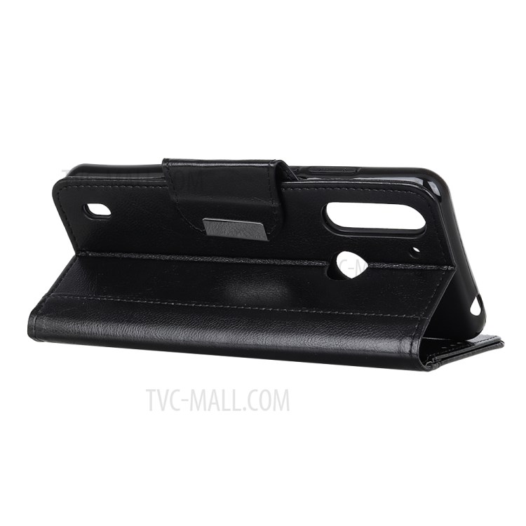 Protective Cover Leather Wallet Stand Mobile Phone Case for Motorola Moto G8 Power Lite - Black-3