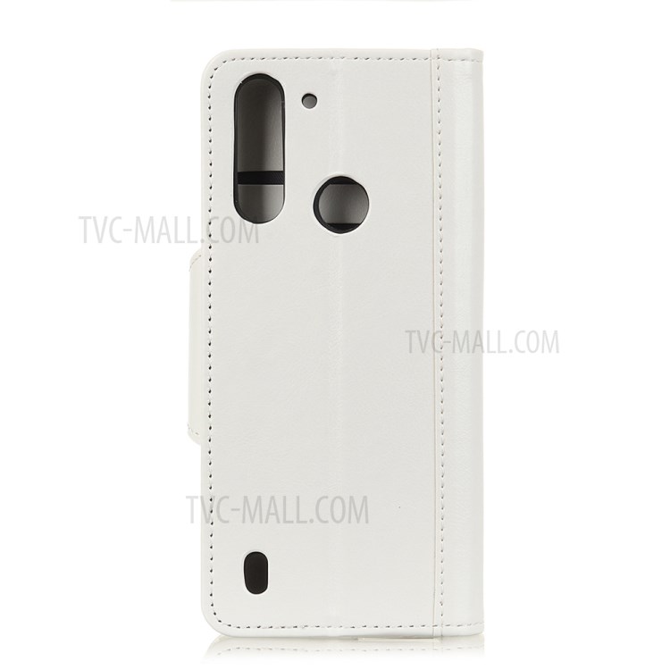 Protective Cover Leather Wallet Stand Mobile Phone Case for Motorola Moto G8 Power Lite - White-2