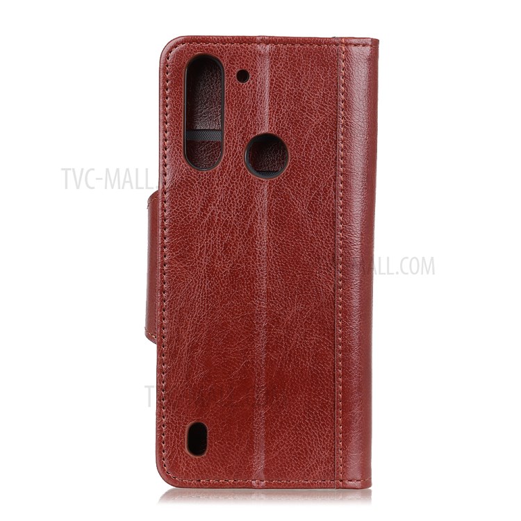 Protective Cover Leather Wallet Stand Mobile Phone Case for Motorola Moto G8 Power Lite - Brown-2