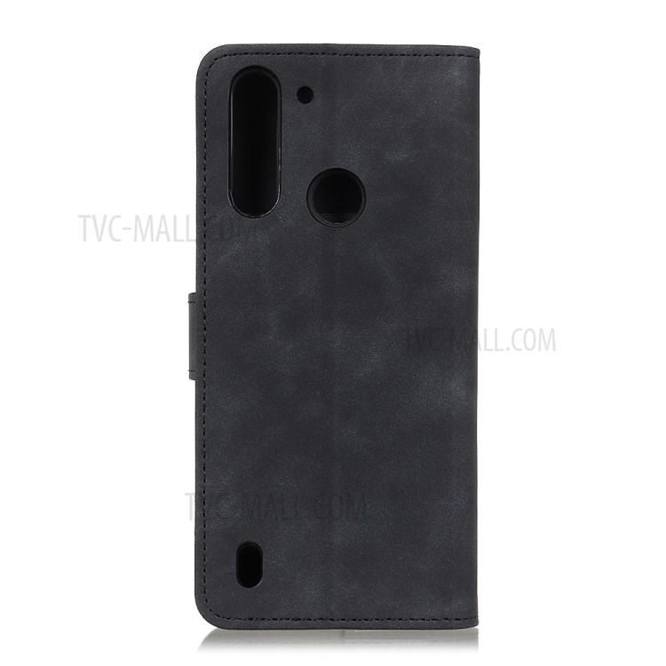 KHAZNEH Retro Leather Cover for Motorola Moto G8 Power Lite - Black-2