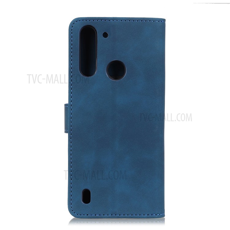 KHAZNEH Retro Leather Cover for Motorola Moto G8 Power Lite - Blue-2