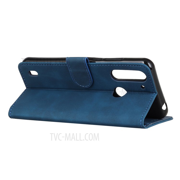 KHAZNEH Retro Leather Cover for Motorola Moto G8 Power Lite - Blue-3