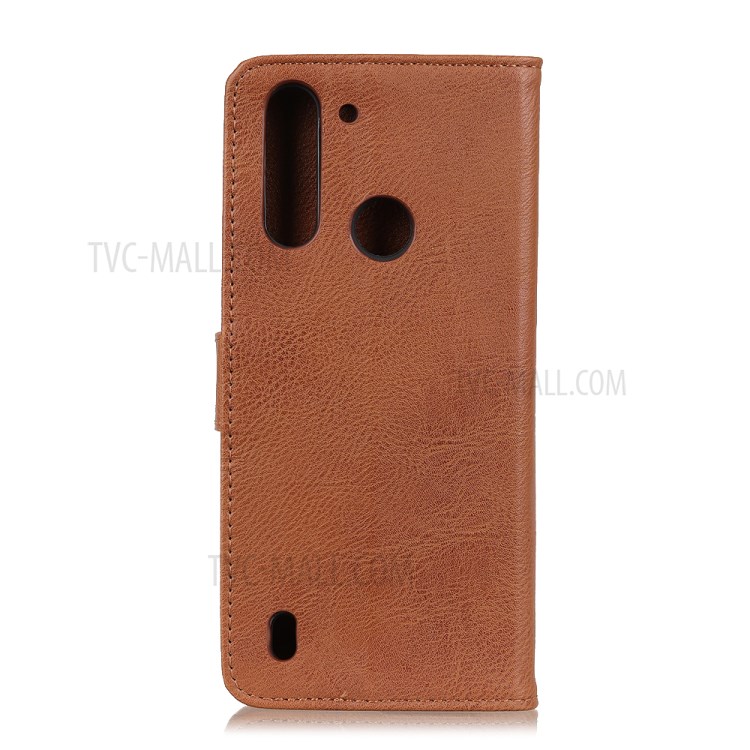 KHAZNEH Leather Wallet Stand Case for Motorola Moto G8 Power Lite - Brown-2