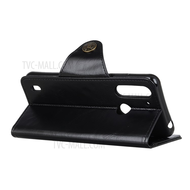 Leather Shell Wallet Cell Phone Case for Motorola Moto G8 Power Lite - Black-2