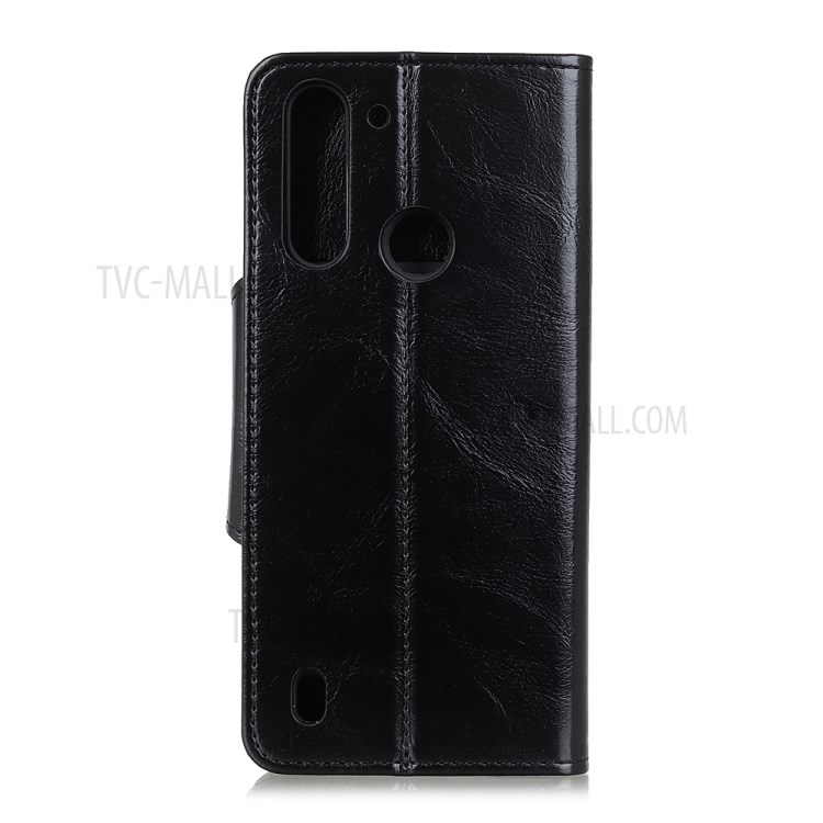 Leather Shell Wallet Cell Phone Case for Motorola Moto G8 Power Lite - Black-9