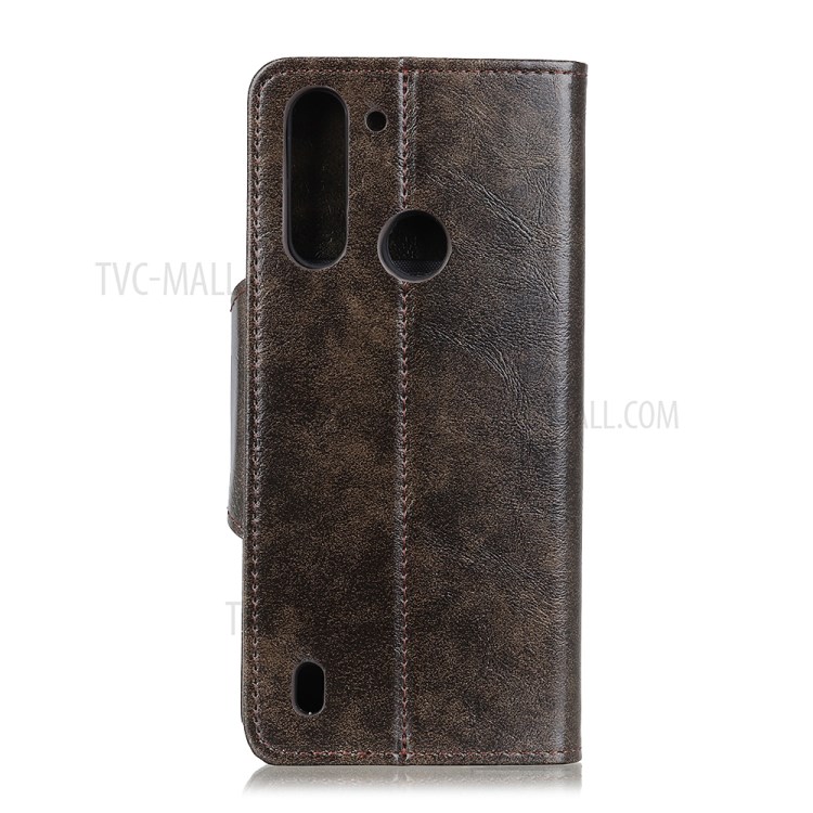Leather Shell Wallet Cell Phone Case for Motorola Moto G8 Power Lite - Coffee-7