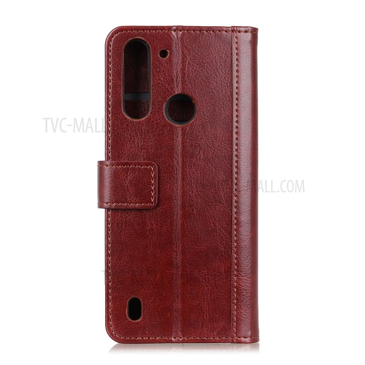 Rivet Decor Crazy Horse Leather Case Phone Cover for Motorola Moto G8 Power Lite - Brown-3