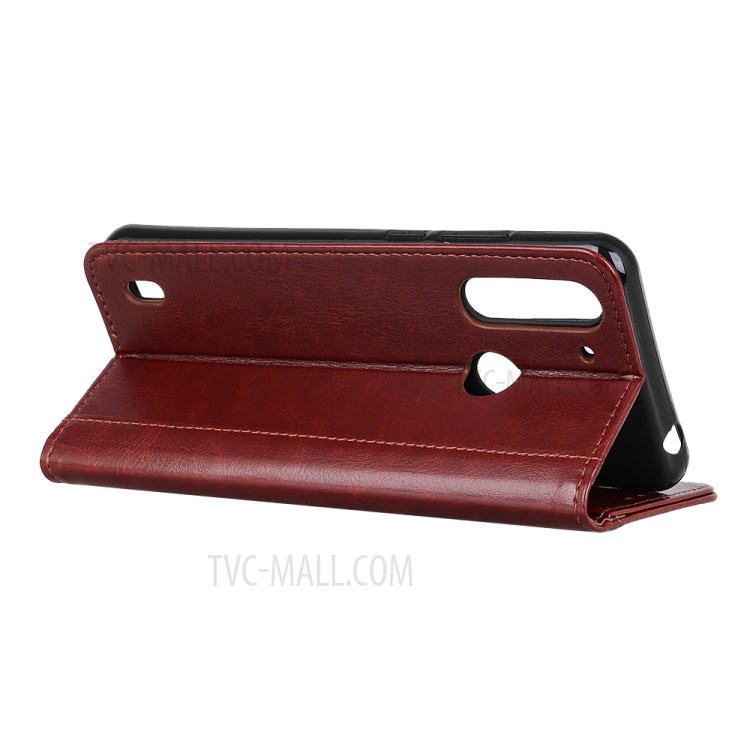 Rivet Decor Crazy Horse Leather Case Phone Cover for Motorola Moto G8 Power Lite - Brown-4