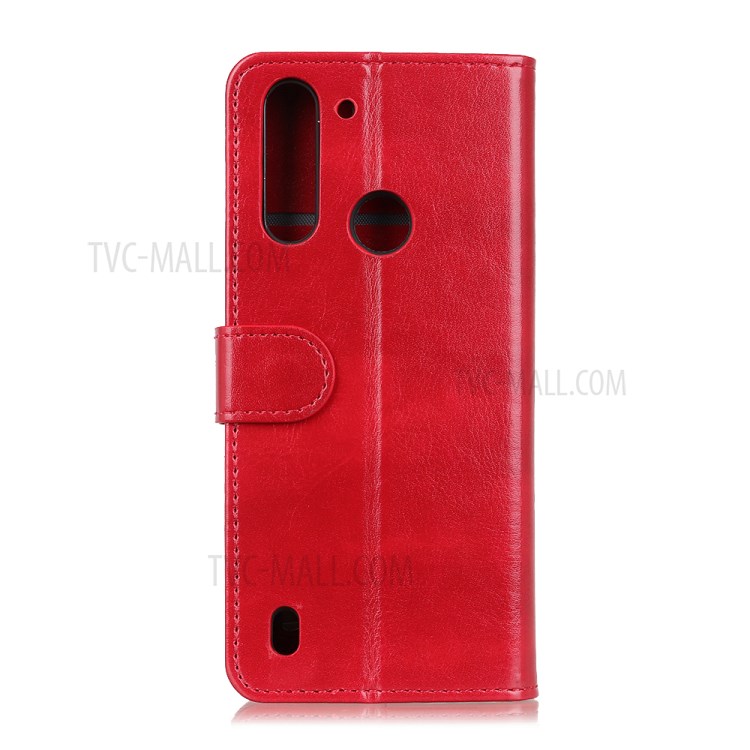 Crazy Horse Magnetic Leather Stand Case for Motorola Moto G8 Power Lite - Red-2