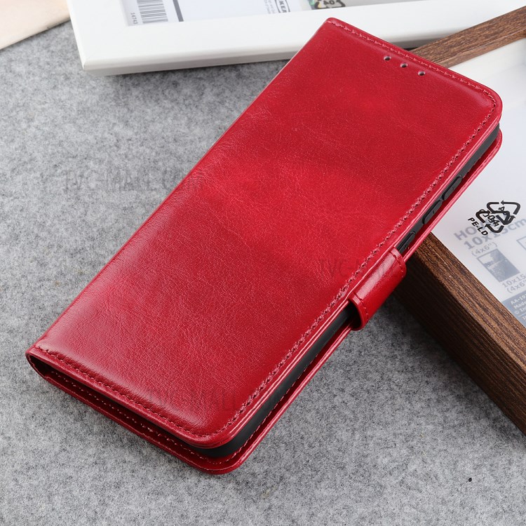 Crazy Horse Magnetic Leather Stand Case for Motorola Moto G8 Power Lite - Red-8