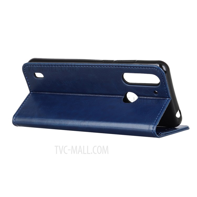 Crazy Horse Magnetic Leather Stand Case for Motorola Moto G8 Power Lite - Blue-3