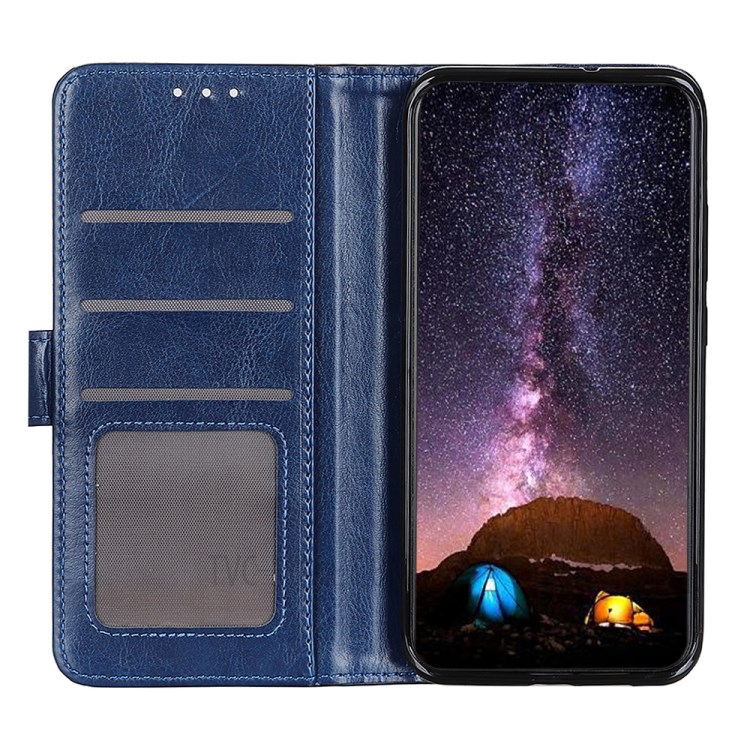 Crazy Horse Magnetic Leather Stand Case for Motorola Moto G8 Power Lite - Blue-6