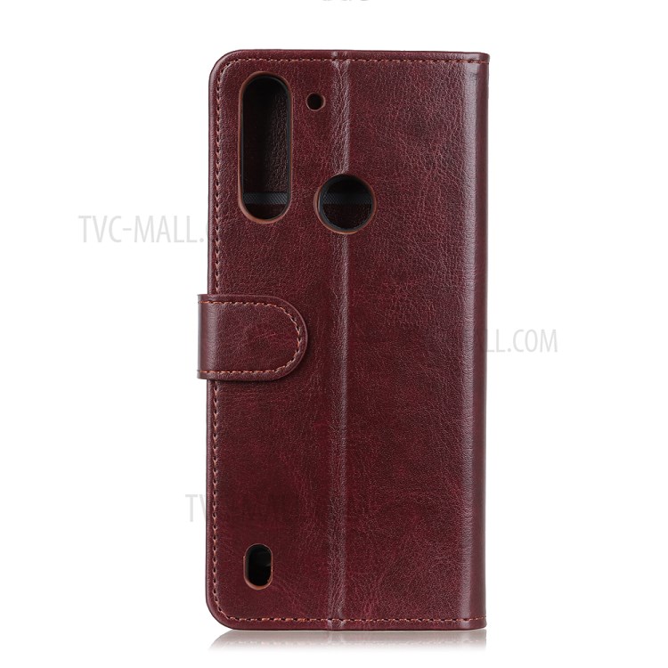 Crazy Horse Magnetic Leather Stand Case for Motorola Moto G8 Power Lite - Brown-3