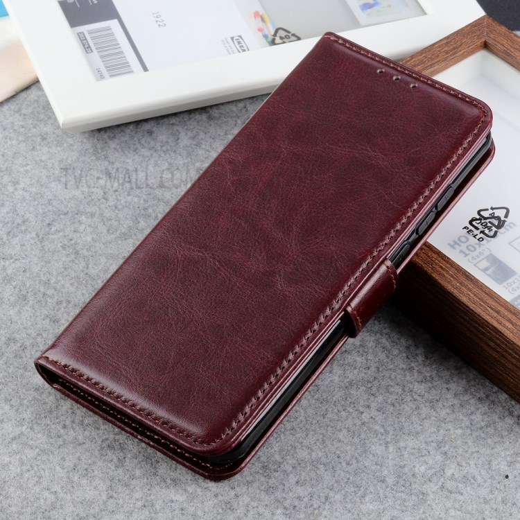 Crazy Horse Magnetic Leather Stand Case for Motorola Moto G8 Power Lite - Brown-8