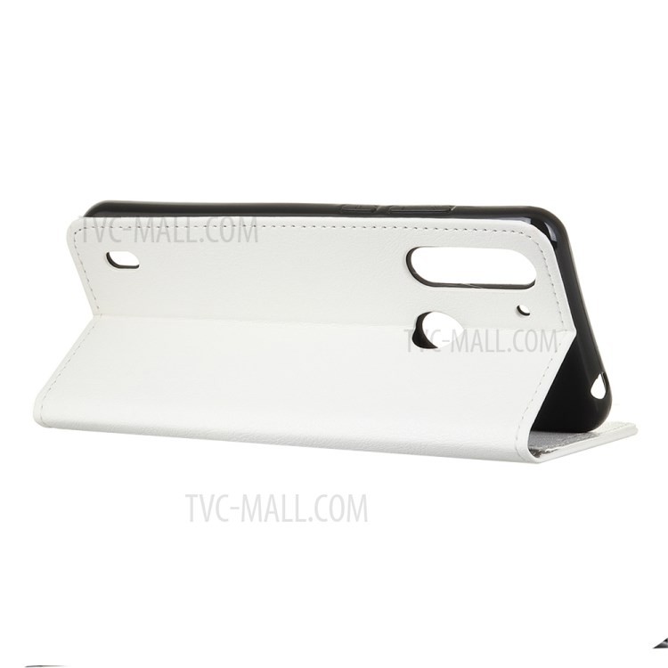 PU Leather Wallet Stand Protective Shell Cover for Motorola Moto G8 Power Lite - White-3