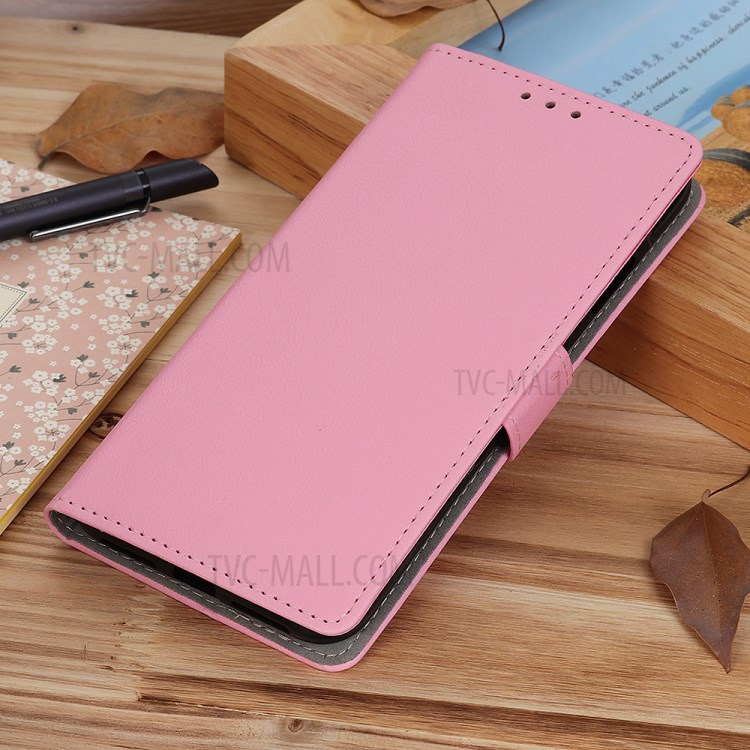 PU Leather Wallet Stand Protective Shell Cover for Motorola Moto G8 Power Lite - Pink-10